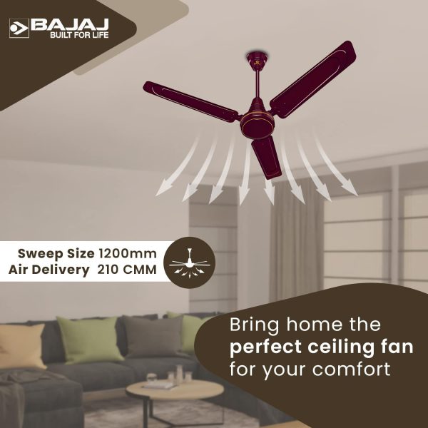 Bajaj Edge HS Neo 1200MM, 48 Inch High Speed Ceiling Fan with 100% Copper Motor, Rust Proof Body and 1 Star Rating, Dark Brown