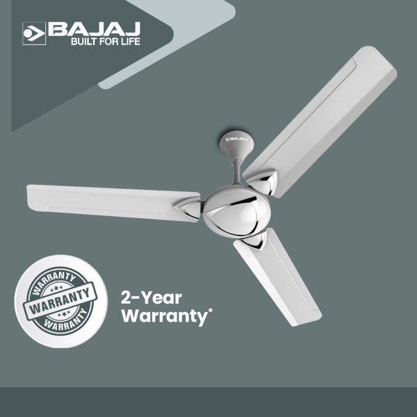 Bajaj Glide 1200MM, 48 Inch Ceiling Fan with 100% Copper Motor, High Speed 340RPM and 1 Star Rating, Snowy White