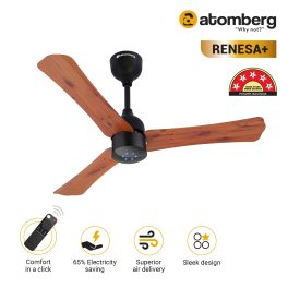 Atomberg Renesa+ 900, 36 Inch BLDC Ceiling Fan with Remote Control and LED Indicators, Golden Oakwood