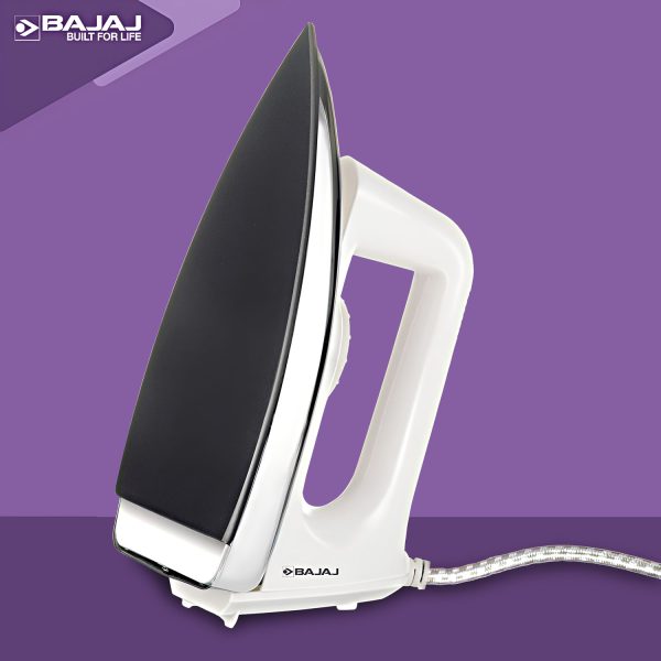Bajaj Popular Plus Dry Iron, 750 Watts Dry Iron with Advance Soleplate and Anti Bacterial Coating, White