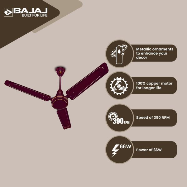 Bajaj Edge HS Neo 1200MM, 48 Inch High Speed Ceiling Fan with 100% Copper Motor, Rust Proof Body and 1 Star Rating, Dark Brown