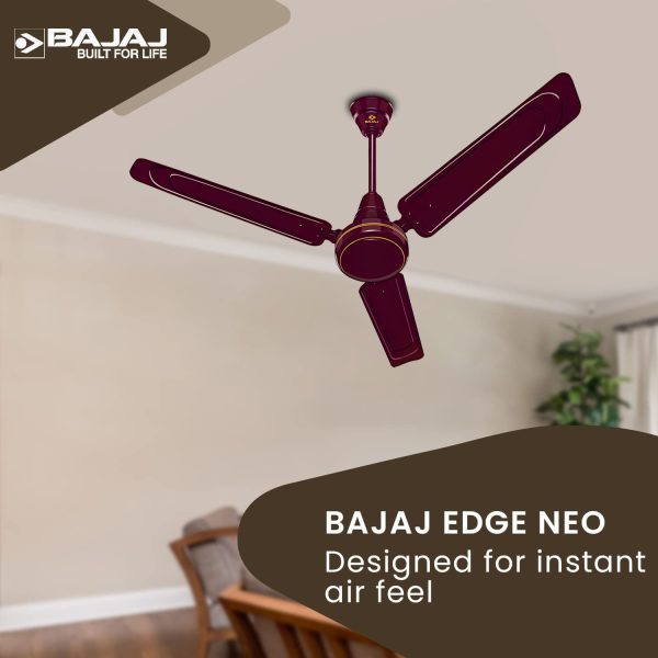 Bajaj Edge HS Neo 1200MM, 48 Inch High Speed Ceiling Fan with 100% Copper Motor, Rust Proof Body and 1 Star Rating, Dark Brown