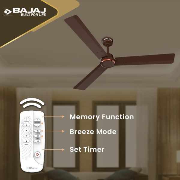 Bajaj Classico 1200MM, 48 Inch Ceiling Fan with BLDC Motor, 5 Star rating, 360 RPM and Corrosion Resistant Body, Red Walnut
