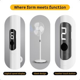 Atomberg Renesa 400, 16 Inch BLDC Pedestal Fan with LED Light, Remote for Oscillation With Timer, Digital Display, Snow White