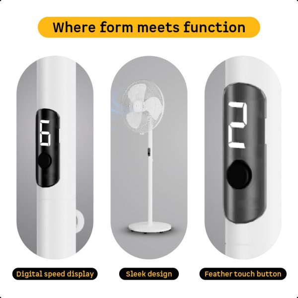 Atomberg Renesa 400, 16 Inch BLDC Pedestal Fan with LED Light, Remote for Oscillation With Timer, Digital Display, Snow White