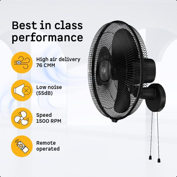 Atomberg Wall Fan (Renesa 400MM, Midnight black)