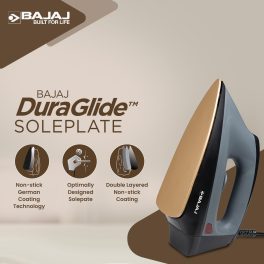 Bajaj Herculo Iron, 1100 Watts Heavy Weight Dry Iron with Anti Bacterial and Non Stick Coating, Grey
