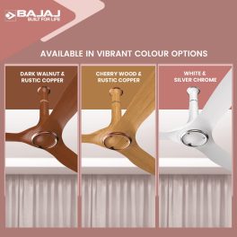 Baja Adonis 1200MM, 48 Inch Ceiling Fan with Aerodynamically Designed Blades, 340 RPM and 1 Star Rating, White/Silver