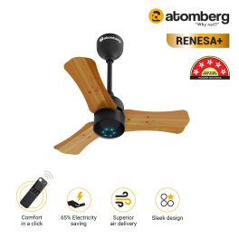 Atomberg Renesa+ 600, 24 Inch BLDC Ceiling Fan with Remote Control and LED Indicators, Golden Oakwood
