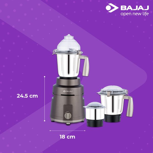 Bajaj Herculo,1000 Watt 3 Jar Mixer Grinder with Lid Locking, Nutri Pro Feature and Multi Function Blades, Coffee Brown