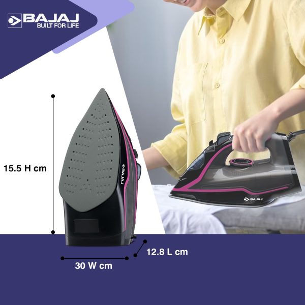 Bajaj MX35N, 2000 Watt Steam Iron with Steam Burst and Non Stick Coated SolePlate, Black)