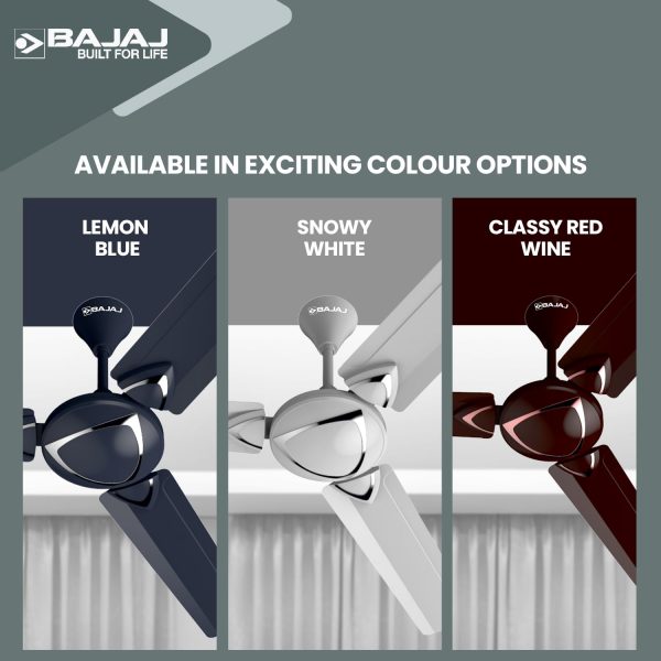 Bajaj Glide 1200MM, 48 Inch Ceiling Fan with 100% Copper Motor, High Speed 340RPM and 1 Star Rating, Snowy White