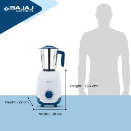 Bajaj Ninja Series Notch, 500 Watt 3 Jar Mixer Grinder with Dura Cut Blades, Purple