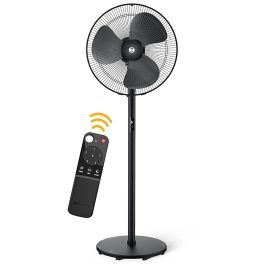 Atomberg Renesa 400, 16 Inch BLDC Pedestal Fan with LED Light, Remote for Oscillation With Timer, Digital Display, Black