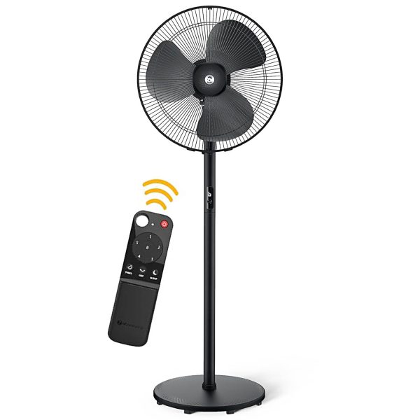 Atomberg Renesa 400, 16 Inch BLDC Pedestal Fan with LED Light, Remote for Oscillation With Timer, Digital Display, Black