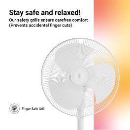 Atomberg Renesa 400, 16 Inch BLDC Pedestal Fan with LED Light, Remote for Oscillation With Timer, Digital Display, Snow White
