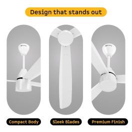 Atomberg Renesa 1200, 48 Inch BLDC Ceiling Fan with Remote Control and LED Indicators, White