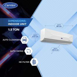 Carrier 18K 5S Xcel 1.5 Ton 5 Star Inverter AC with Wi-Fi & 6-in-1 Convertible, White