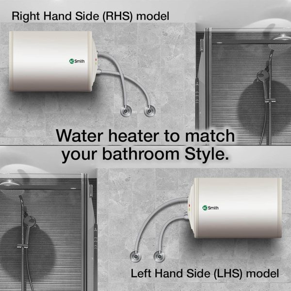 AO Smith Elegance 25, 25 Litre Storage Water Heater with Blue Diamond Glass and Glass Coated Incoloy heating element, White