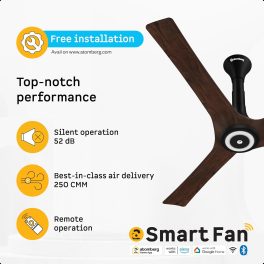 Atomberg Aris Starlight 1200, 48 Inch BLDC Ceiling Fan with Underlight, IOT & Remote Control with Noiseless Operation, Dark Teakwood