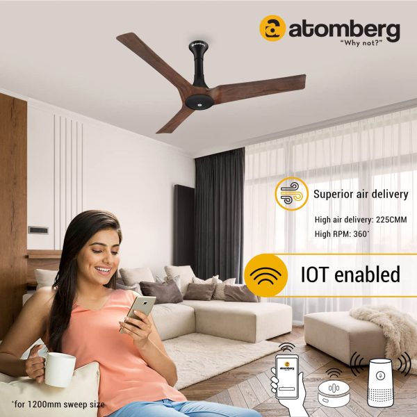 Atomberg 1200MM Ceiling Fan (Aris) Dark Teakwood