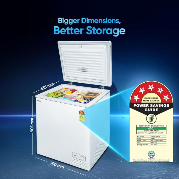 Haier HFC-230SM5 218 Litre Convertible Single Door Deep Freezer with 5 star Rating, White