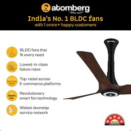 Atomberg Aris Starlight 1200, 48 Inch BLDC Ceiling Fan with Underlight, IOT & Remote Control with Noiseless Operation, Dark Teakwood