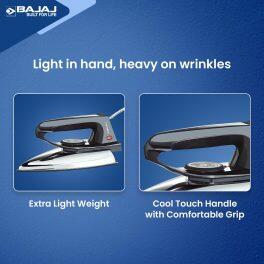 Bajaj DX2, 600 Watt Dry Iron with Advance Soleplate, Anti Bacterial Coating and Cord Organizer, Black