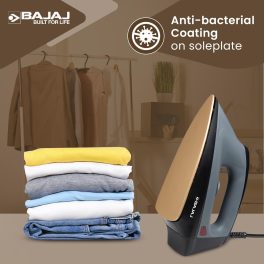 Bajaj Herculo Iron, 1100 Watts Heavy Weight Dry Iron with Anti Bacterial and Non Stick Coating, Grey