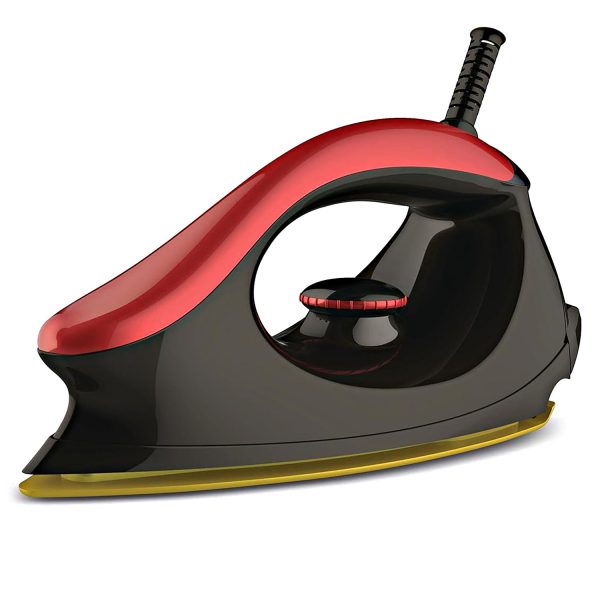 Bajaj Majesty One, 1000 Watt Dry Iron with Non Stick Coated Sole Plate and 360 Degree Swivel Cord, Red