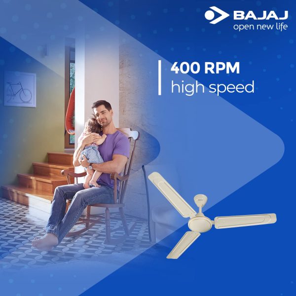 Bajaj Edge HS Neo 1200MM, 48 Inch High Speed Ceiling Fan with 100% Copper Motor, Rust Proof Body and 1 Star Rating, Bianco