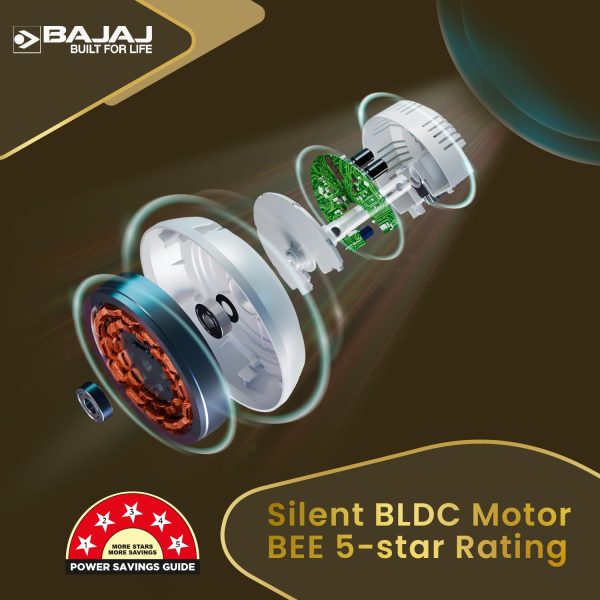 Bajaj Classico 1200MM, 48 Inch Ceiling Fan with BLDC Motor, 5 Star rating, 360 RPM and Corrosion Resistant Body, Red Walnut