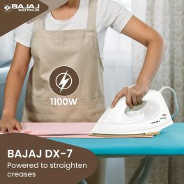 Bajaj DX7, 1000 Watts Dry Iron with Advance Soleplate and 360 Degree Swivel Cord, White
