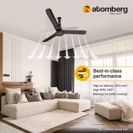 Atomberg Studio+ 1200MM, 48 Inch BLDC Fan Motor with Dust Resistant Coating, 100% Copper Motor, Double Sided Steel Shielding and Remote, Earth Brown
