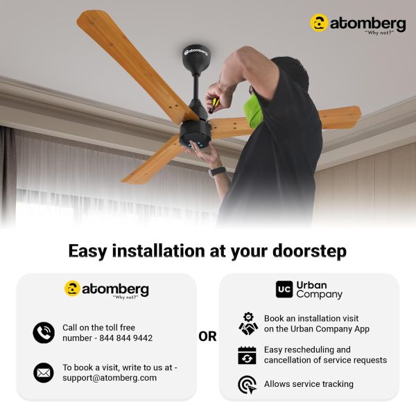 Atomberg Ikano 1200, 48 Inch BLDC Ceiling Fan with Remote Control and LED Indicators, Gloss White