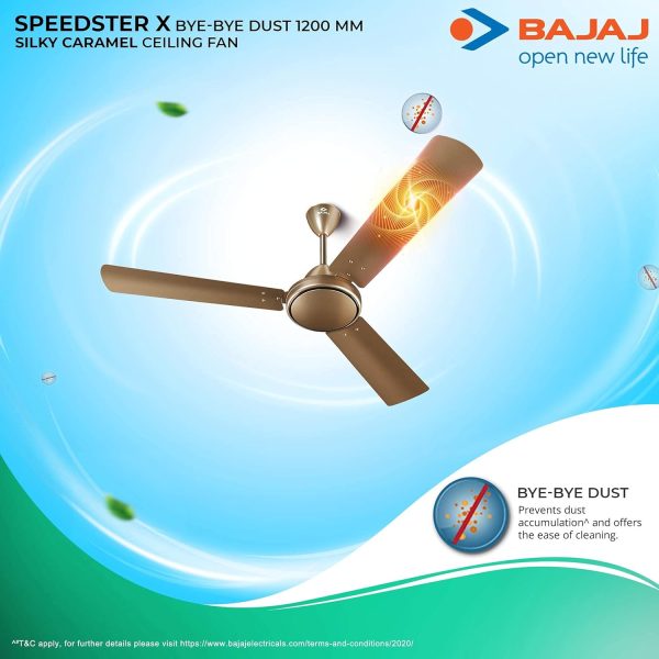 Bajaj Speedster 1200MM BBD, 48 Inch Ceiling Fan with High Air Delivery and Double Ball Bearing, Silky Caramel
