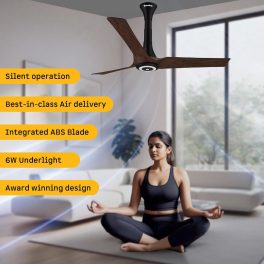 Atomberg Aris Starlight 1200, 48 Inch BLDC Ceiling Fan with Underlight, IOT & Remote Control with Noiseless Operation, Dark Teakwood