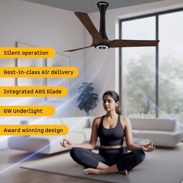 Atomberg Aris Starlight 1200, 48 Inch BLDC Ceiling Fan with Underlight, IOT & Remote Control with Noiseless Operation, Dark Teakwood