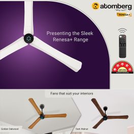 Atomberg Renesa+ 1200, 48 Inch BLDC Ceiling Fan with Remote Control and LED Indicators, Sand Grey