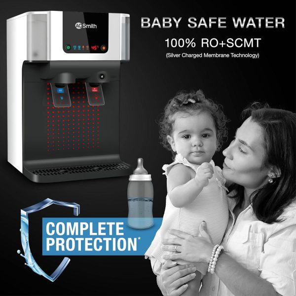 AO Smith Intelli Pro, UV+UF+SCMT Hot & Cold Water Purifier with 6 Stage Purification, Dual Pass UV Chamber and Food Grade UV Member, White