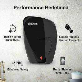 AO-Smith Fast-on, 3 Litre Instant Water Heater with 8 Bar Pressure and 5 Year Tank Warranty, Black