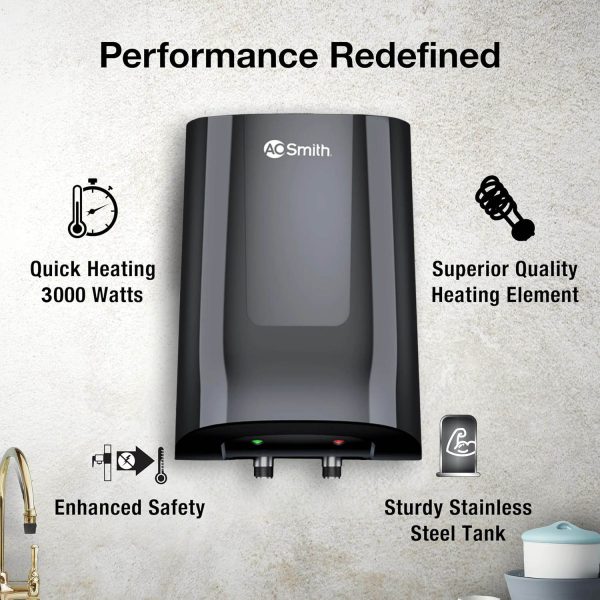 AO Smith Minibot, 3 Litre Instant Water Heater with 8 Pressure Bar and Stylish Design, Black