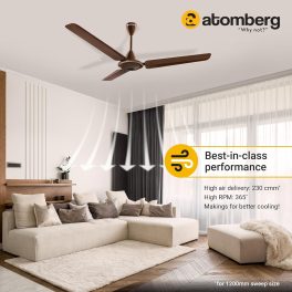 Atomberg Ikano 1200, 48 Inch BLDC Ceiling Fan with Remote Control and LED Indicators, Gloss Brown