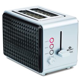 Bajaj Juvel, 750 Watt 2 Slice Pop Up Toaster with 6 Step Browning Control and Slide Out Crum Tray, Silver