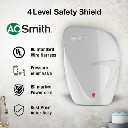 AO Smith Fast-on, 3 Litre Instant Water Heater with 8 Bar Pressure and 5 Year Tank Warranty, White