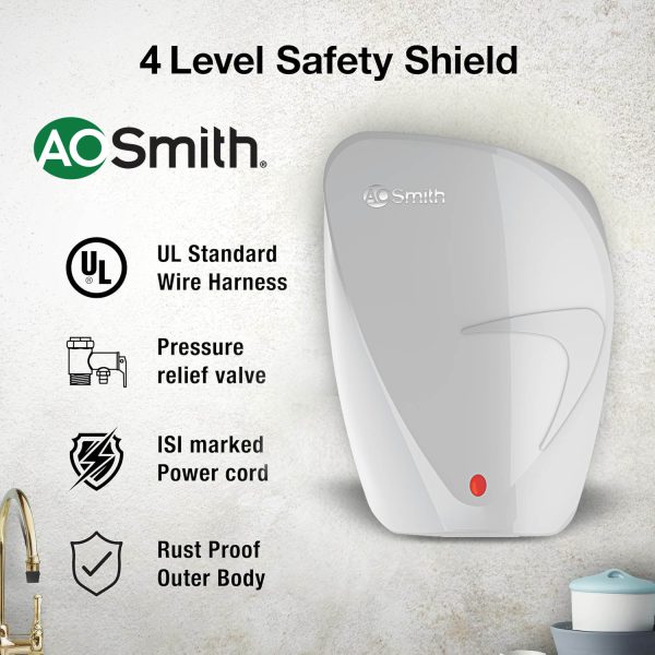 AO Smith Fast-on, 3 Litre Instant Water Heater with 8 Bar Pressure and 5 Year Tank Warranty, White