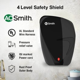 AO Smith Fast-on, 3 Litre Instant Water Heater with 8 Bar Pressure and 5 Year Tank Warranty, Black