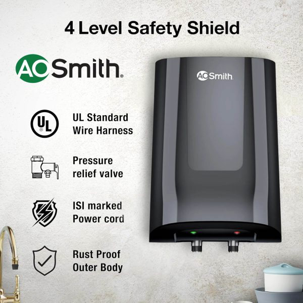 AO Smith Minibot, 3 Litre Instant Water Heater with 8 Pressure Bar and Stylish Design, Black