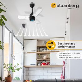 Atomberg Renesa 600, 24 Inch BLDC Ceiling Fan with Remote Control and LED Indicators, White and Black