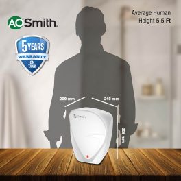AO Smith Fast-on, 3 Litre Instant Water Heater with 8 Bar Pressure and 5 Year Tank Warranty, White